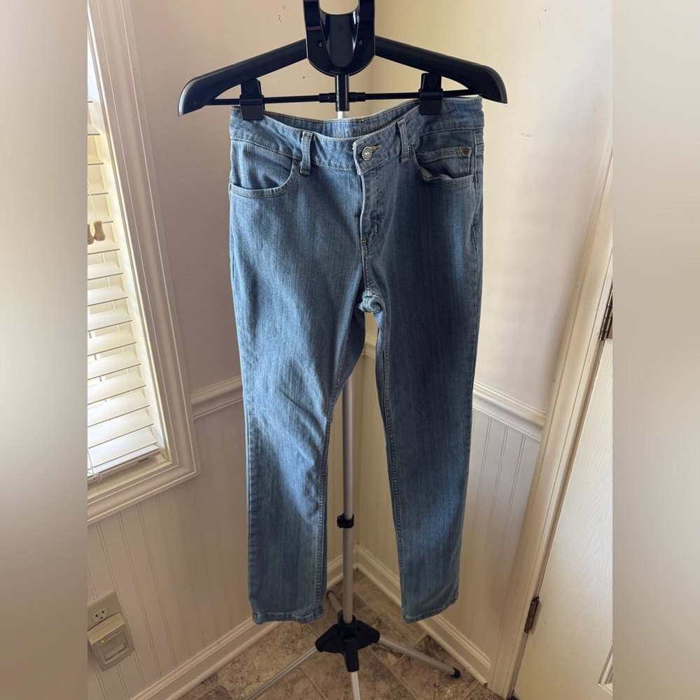 Harley-Davidson Womens Straight Leg Denim Jeans Blue Medium Wash Stretch Size 29